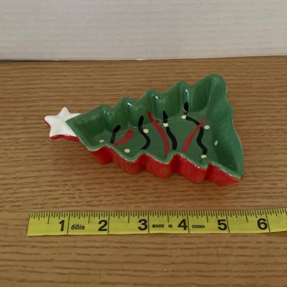 Ceramic Christmas Tree and Gingerbread Man Dishes Candy Serving Trinket Holiday - Picture 5 of 8
